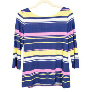 LILLY PULITZER Waverly Top in Sunstripe Multi 3/4 Sleeve Cotton Women's Small